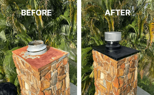 before and after chimney cleaning service